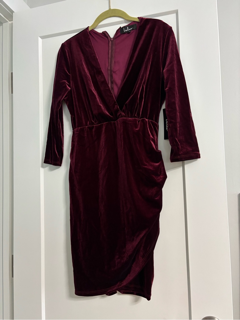 Lulu's Deep Wine Velvet Wrap Dress